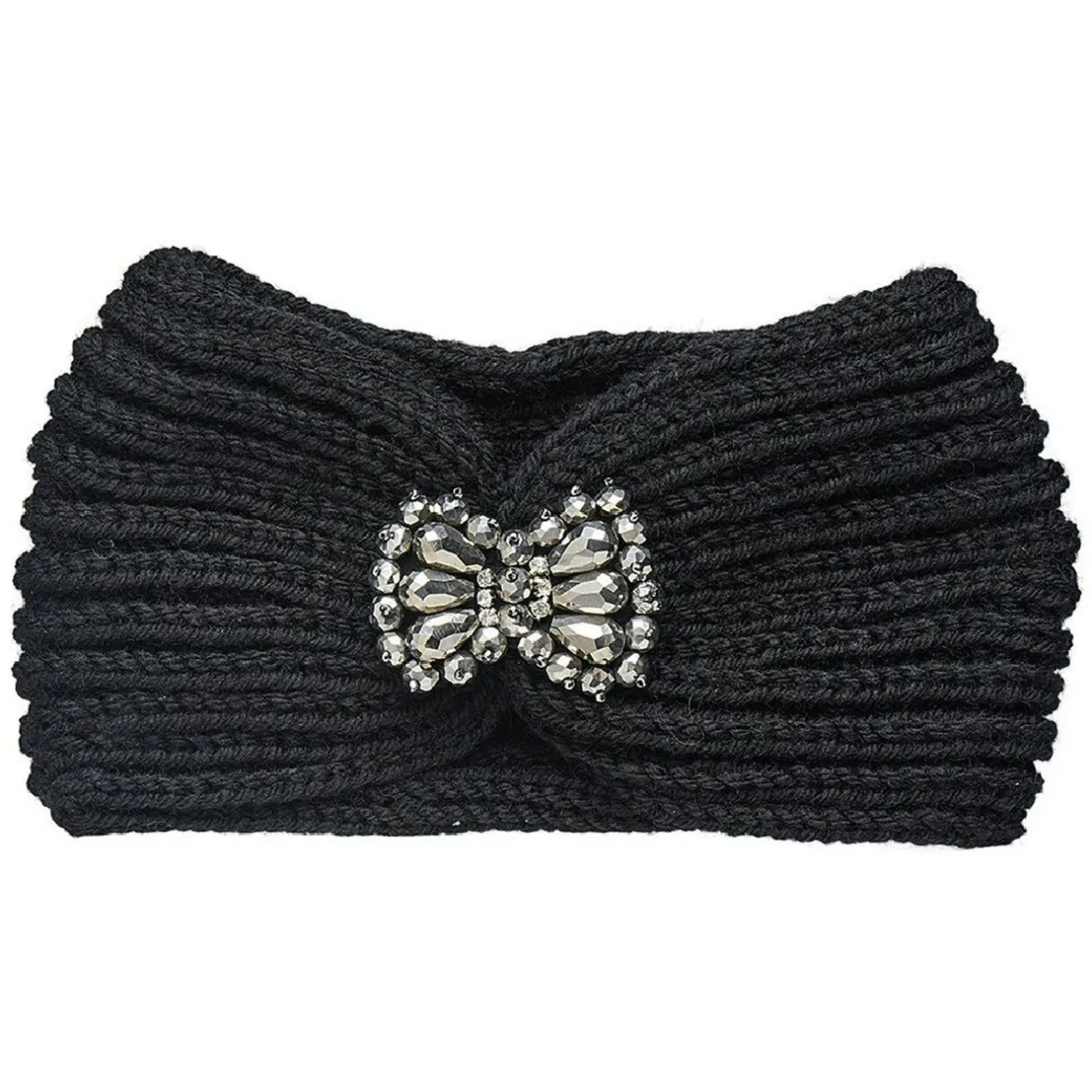 Clearance Gifi Bandeau noeud noir avec perle