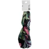 Gifi Bandeau torsadé noir motif tropical vert et rose