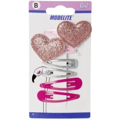 Best Gifi Barrette clic clac coeur et paillettes x6