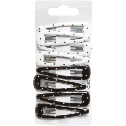 Gifi Barrette clic clac imprimé pois noir et blanc x8