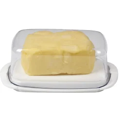 Beurrier socle blanc avec couvercle transparent^Gifi Discount