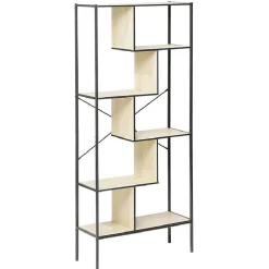 Rangement|Gifi Bibliothèque Etagère sur pied design industriel naturel et noir - Andy