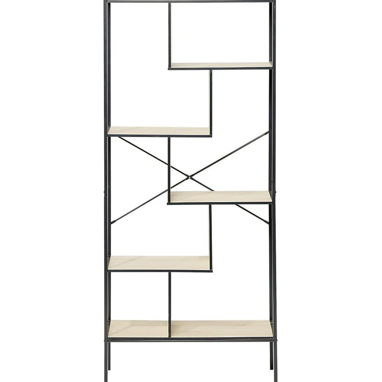 Rangement|Gifi Bibliothèque Etagère sur pied design industriel naturel et noir - Andy