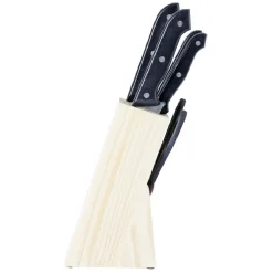 Bloc en bois 5 couteaux de cuisine et ciseaux^Gifi Discount