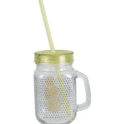 Bocal à anse avec paille motif exotique^Gifi Sale