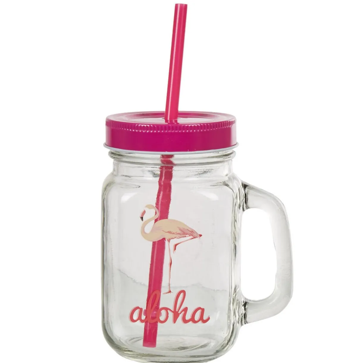 Bocal à paille et couvercle style tropical avec support x4^Gifi