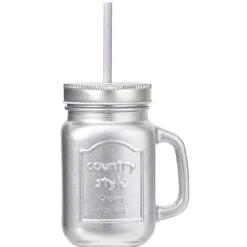 Bocal avec paille argenté 460 ml^Gifi Sale