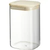 Bocal carré transparent avec couvercle en bois 1L^Gifi Hot