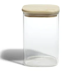 Bocal de conservation 1L en verre avec couvercle en bois^Gifi Hot