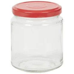 Bocal en verre transparent avec couvercle rouge 300 ml x6^Gifi Outlet