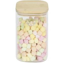 Bocal en verre transparent 1L avec couvercle et cuillère en bambou^Gifi