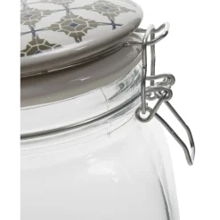 Bocal hermétique carré en verre couvercle motif ciment 1,5 L^Gifi Sale