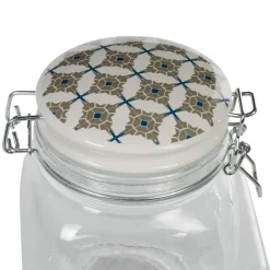 Bocal hermétique carré en verre couvercle motif ciment 1 L^Gifi Best