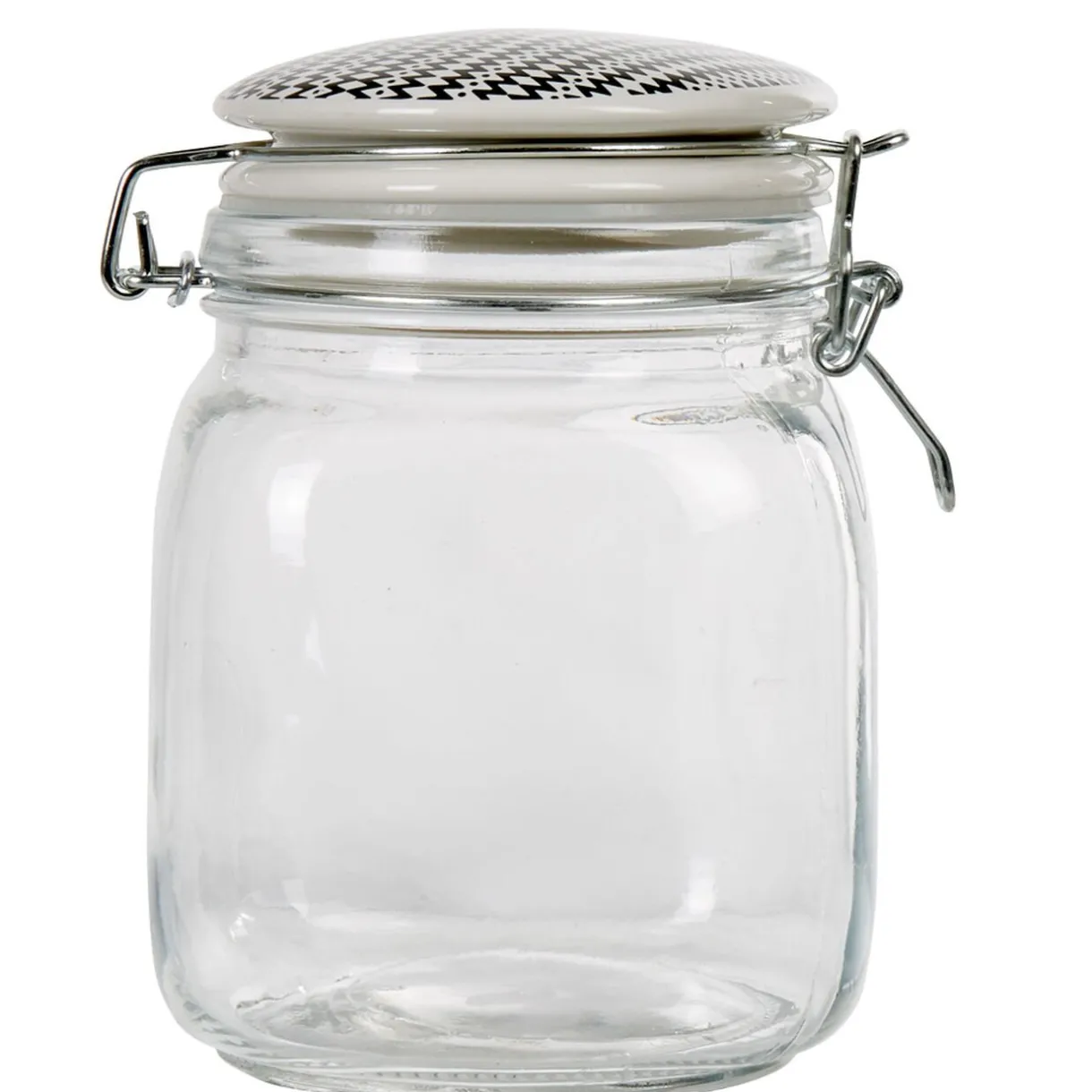 Bocal hermétique carré en verre couvercle motif ethnique 1 L^Gifi Discount