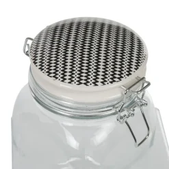 Bocal hermétique carré en verre couvercle motif ethnique 1 L^Gifi Discount