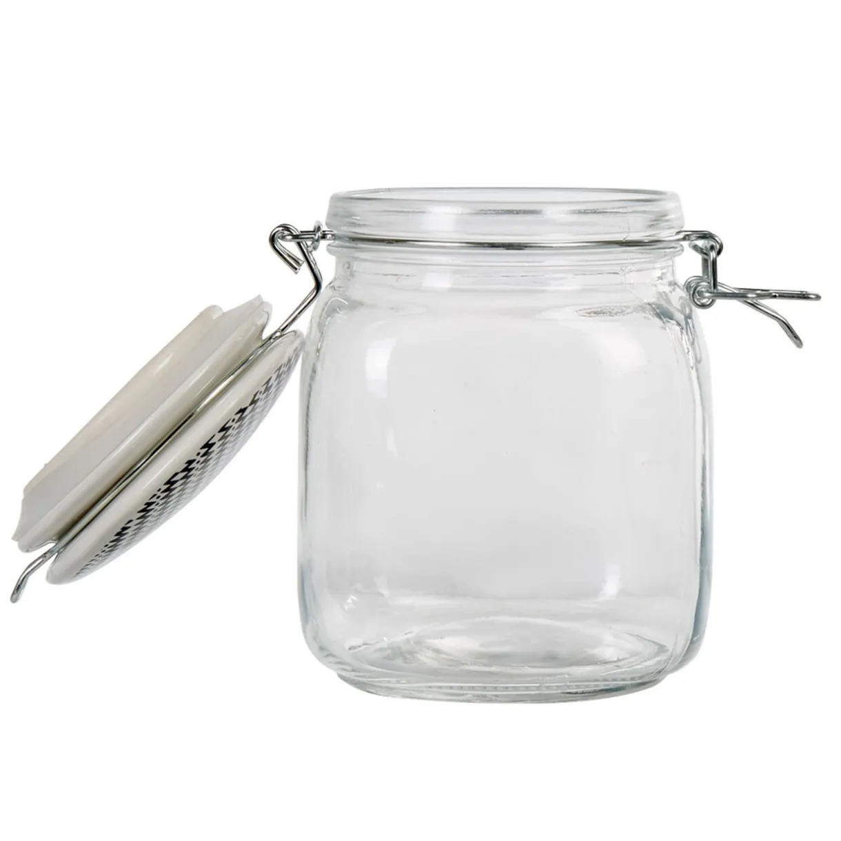 Bocal hermétique carré en verre couvercle motif ethnique 1 L^Gifi Discount