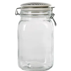 Bocal hermétique carré verre couvercle motif ethnique 1,5 L^Gifi Clearance