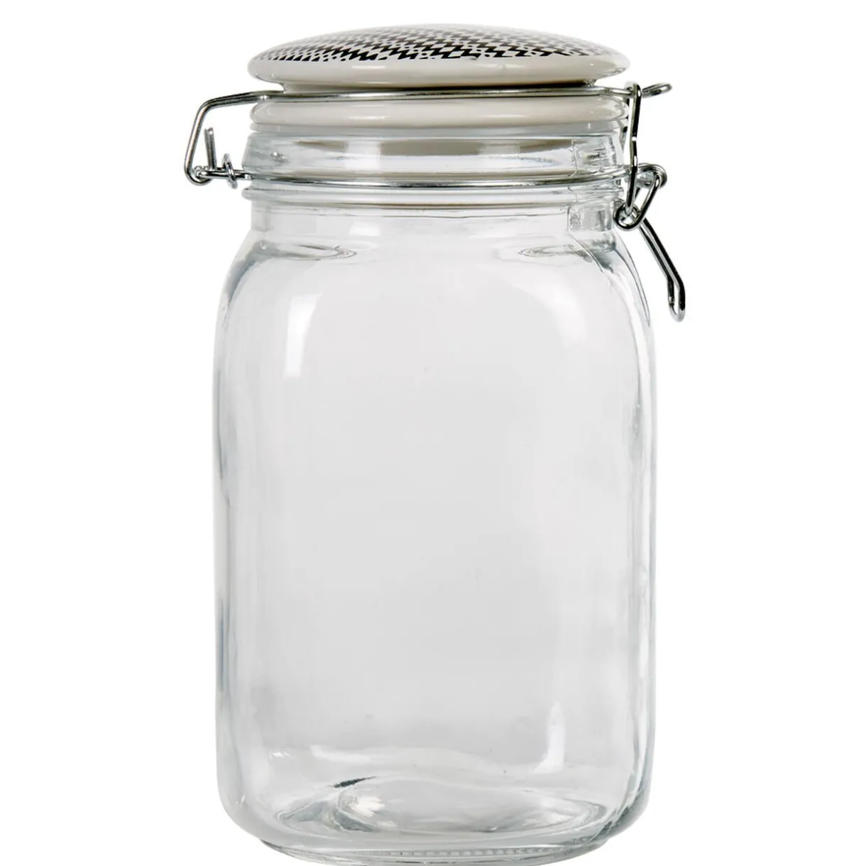 Bocal hermétique carré verre couvercle motif ethnique 1,5 L^Gifi Clearance