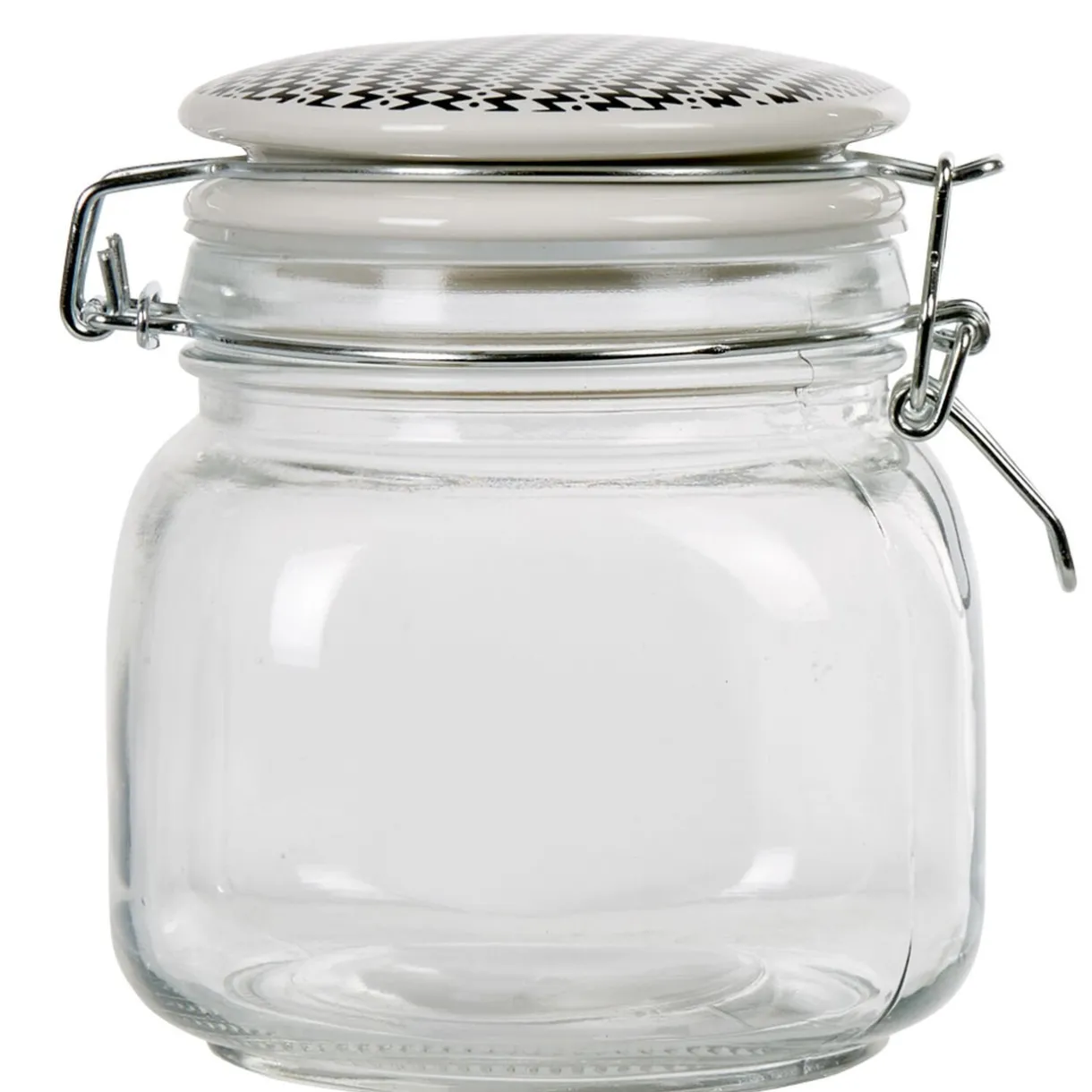 Bocal hermétique carré verre couvercle motif ethnique 750 ml^Gifi Clearance