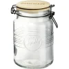 Bocal hermétique rond transparent avec couvercle en bambou H16,5 cm^Gifi