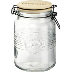 Bocal hermétique rond transparent avec couvercle en bambou H16,5 cm^Gifi