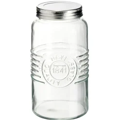 Bocal hermétique rond transparent avec couvercle en métal H17 cm^Gifi