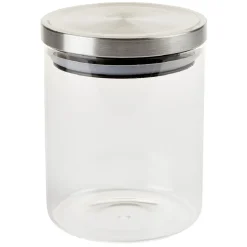 Bocal hermétique verre transparent couvercle métal silicone^Gifi Hot
