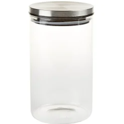 Bocal hermétique verre transparent couvercle métal silicone^Gifi Sale