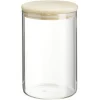 Bocal rond transparent avec couvercle en bois 1L^Gifi Hot
