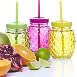 Bocal verre + paille couleur^Gifi Outlet