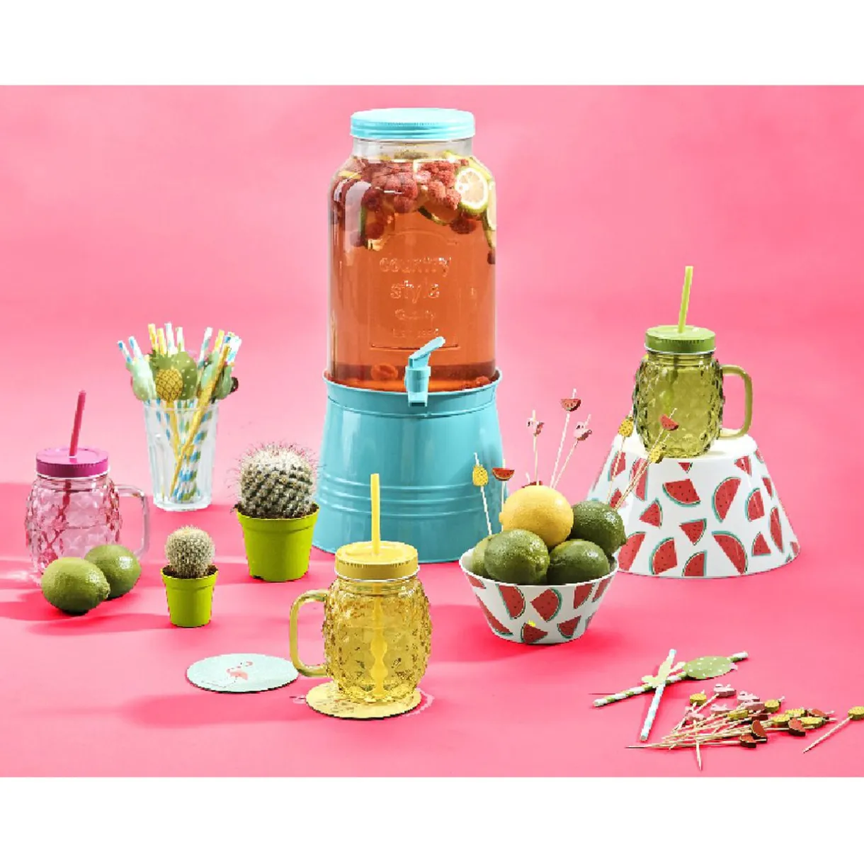 Bocal verre + paille couleur^Gifi Outlet