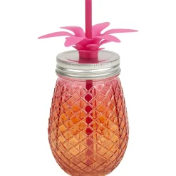 Bocal verre et paille ananas coloré^Gifi Online