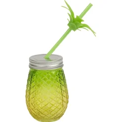 Bocal verre et paille ananas coloré^Gifi Online