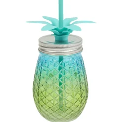 Bocal verre et paille ananas coloré^Gifi Online