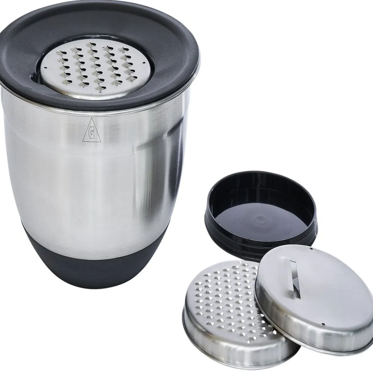 Bol à mixer inox avec base silicone et 3 râpes Ø22xH11,2cm^Gifi Hot