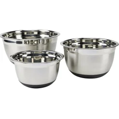 Bol à mixer inox avec couvercle et anse antidérapante silicone noir x3^Gifi Discount