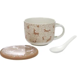 Bol à soupe avec couvercle et cuillère en porcelaine^Gifi Sale