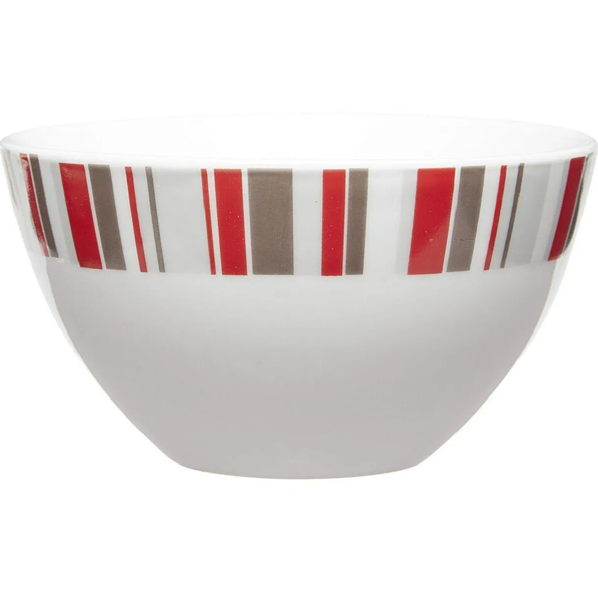 Bol blanc décor taupe et rouge^Gifi Discount