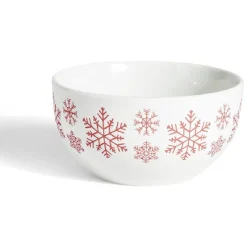 Bol flocon de neige Ø13,5cm faïence blanc et rouge^Gifi Discount