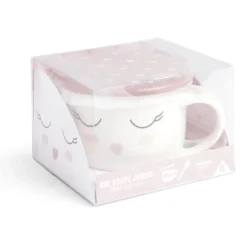 Bol jumbo 62cl avec cuillère et couvercle blush girly^Gifi