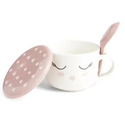 Bol jumbo 62cl avec cuillère et couvercle blush girly^Gifi