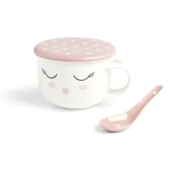 Bol jumbo 62cl avec cuillère et couvercle blush girly^Gifi