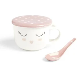 Bol jumbo 62cl avec cuillère et couvercle blush girly^Gifi