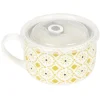 Bol jumbo soupe avec couvercle en porcelaine blanc motif jaune^Gifi Online