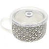 Bol jumbo soupe avec couvercle en porcelaine blanc motif noir^Gifi Sale