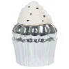 Bonbonnière cupcake gris argenté avec couvercle blanc^Gifi Sale