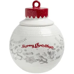 Bonbonnière en céramique décor Noël rouge blanc^Gifi Discount