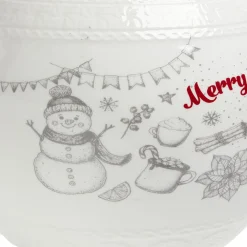 Bonbonnière en céramique décor Noël rouge blanc^Gifi Discount