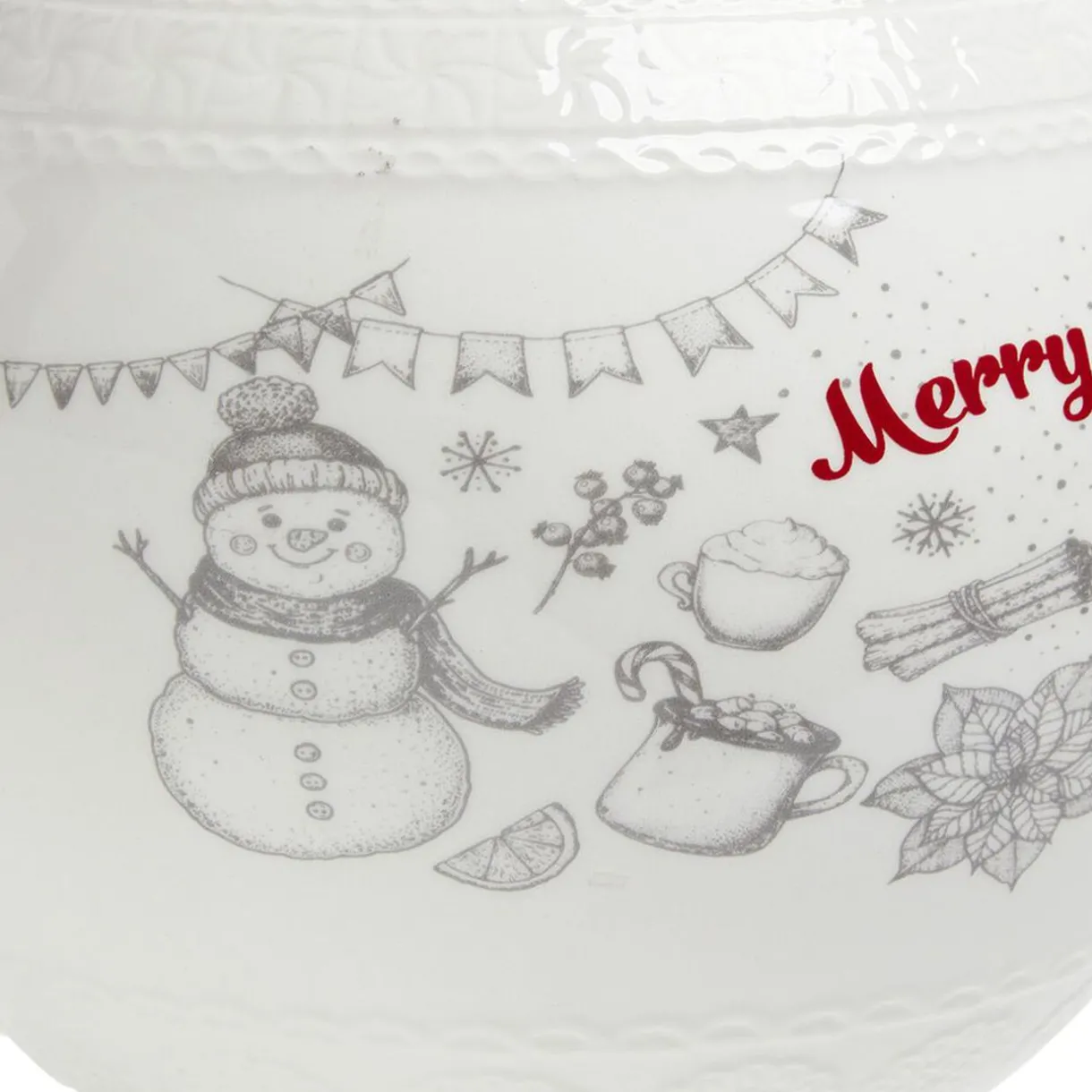 Bonbonnière en céramique décor Noël rouge blanc^Gifi Discount