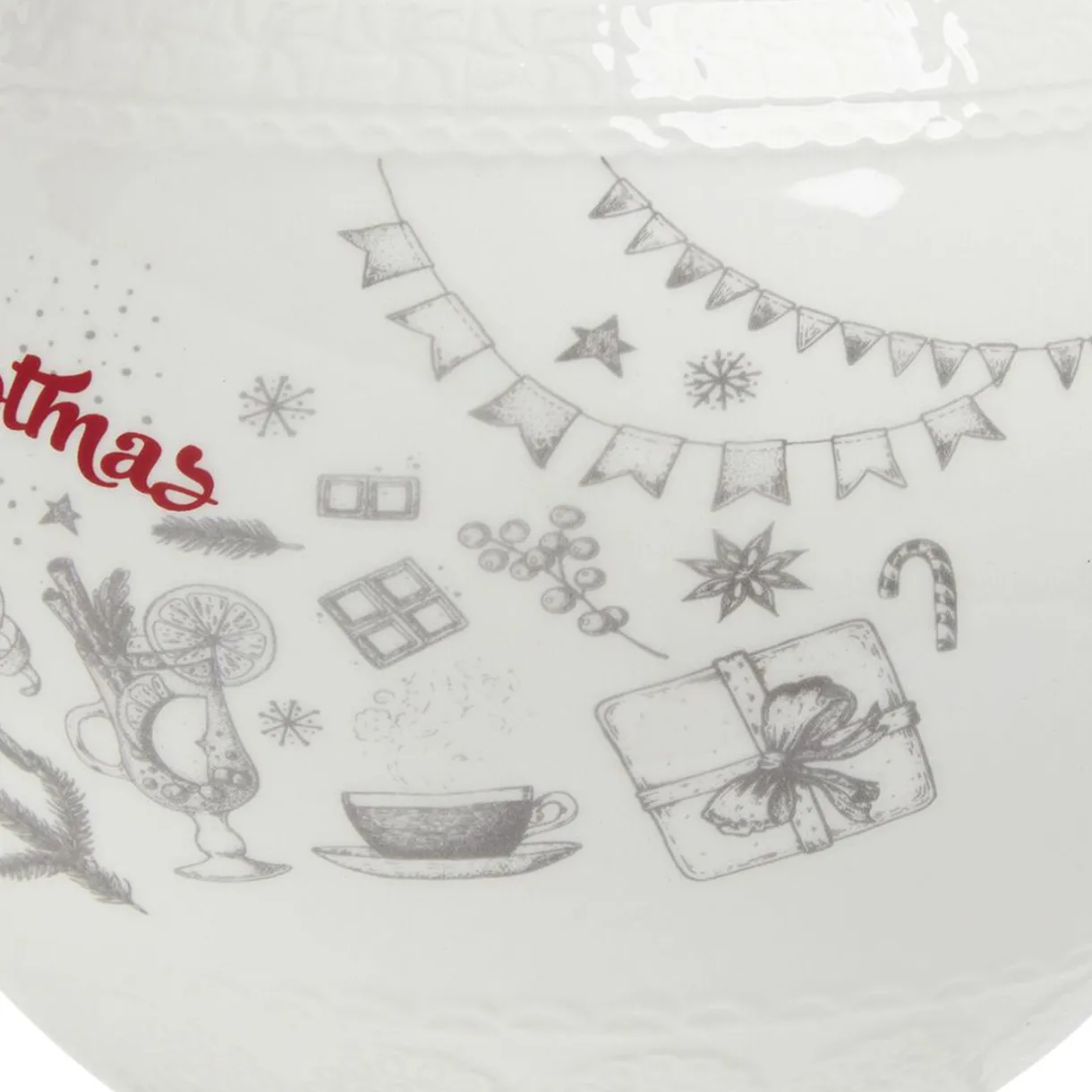 Bonbonnière en céramique décor Noël rouge blanc^Gifi Discount